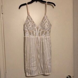 Lulus Beige Sequin Dress